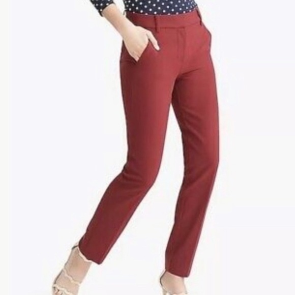 J. Crew Skimmer Ankle Pants Maroon  2 - Picture 1 of 3